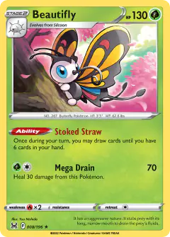 Beautifly 008/196 Rare Holo card from Lost Origin