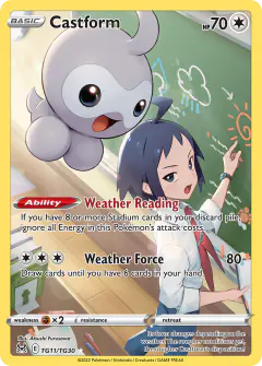 Castform TG11/TG30 Trainer Gallery Rare Holo card from Lost Origin