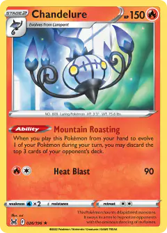 Chandelure 026/196 Rare Holo card from Lost Origin