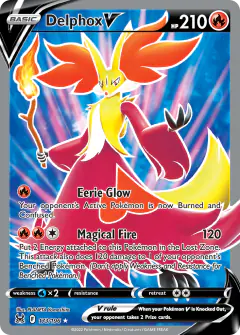 Delphox V 173/196 Rare Ultra card from Lost Origin