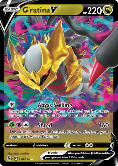 Giratina V 130/196 Rare Holo V card from Lost Origin