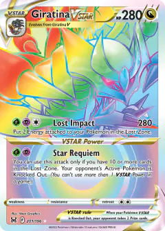 Giratina VSTAR 201/196 Rare Rainbow card from Lost Origin