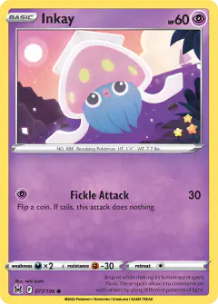 Inkay 077/196 Common card from Lost Origin