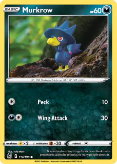 Murkrow 114/196 Common card from Lost Origin