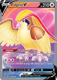 Pidgeot V 188/196 Rare Ultra card from Lost Origin