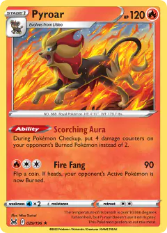 Pyroar 029/196 Rare Holo card from Lost Origin