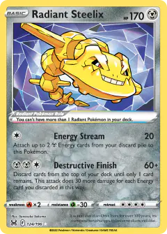 Radiant Steelix 124/196 Radiant Rare card from Lost Origin