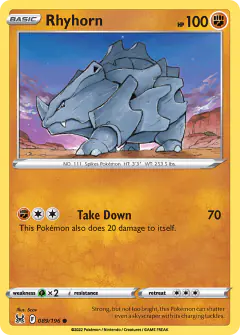Rhyhorn 089/196 Common card from Lost Origin