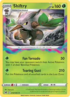 Shiftry 013/196 Rare Holo card from Lost Origin