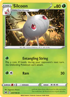 Silcoon 007/196 Uncommon card from Lost Origin