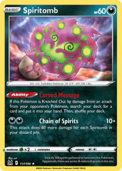 Spiritomb 117/196 Rare card from Lost Origin