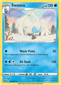 Swanna 047/196 Uncommon card from Lost Origin