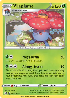 Vileplume 003/196 Rare Holo card from Lost Origin