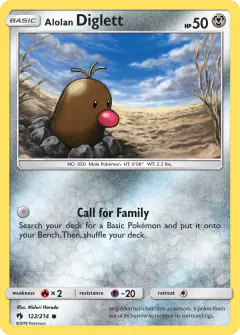 Alolan Diglett 122/214 Common card from Lost Thunder