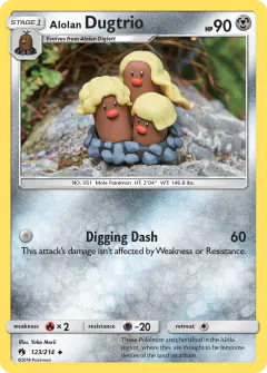 Alolan Dugtrio 123/214 Uncommon card from Lost Thunder