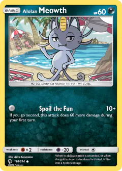 Alolan Meowth 118/214 Common card from Lost Thunder