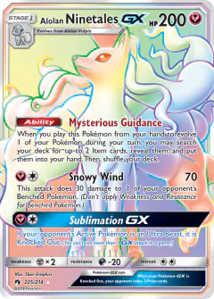 Alolan Ninetales-GX 225/214 Rare Rainbow card from Lost Thunder