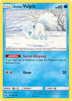Alolan Vulpix 53/214 Common card from Lost Thunder