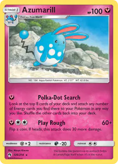 Azumarill 136/214 Rare card from Lost Thunder