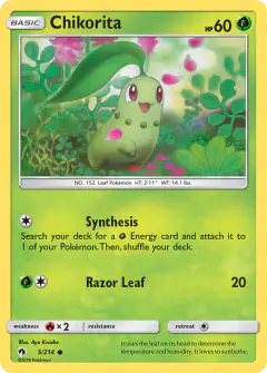 Chikorita 5/214 Common card from Lost Thunder