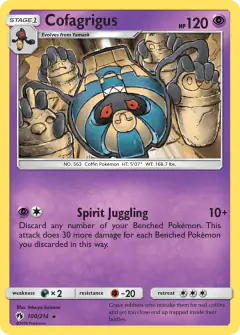Cofagrigus 100/214 Rare card from Lost Thunder