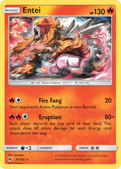 Entei 47/214 Rare card from Lost Thunder