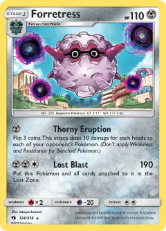 Forretress 124/214 Rare card from Lost Thunder