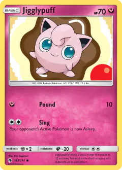 Jigglypuff 133/214 Common card from Lost Thunder