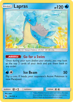 Lapras 56/214 Rare card from Lost Thunder