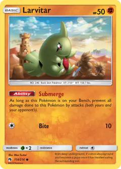 Larvitar 114/214 Common card from Lost Thunder