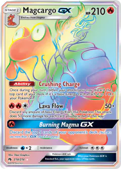 Magcargo-GX 218/214 Rare Rainbow card from Lost Thunder
