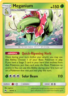 Meganium 8/214 Rare Holo card from Lost Thunder