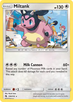 Miltank 158/214 Rare card from Lost Thunder