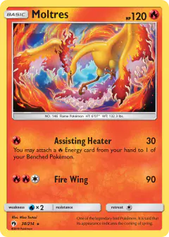 Moltres 38/214 Rare card from Lost Thunder