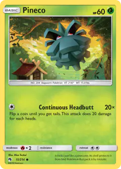 Pineco 15/214 Common card from Lost Thunder