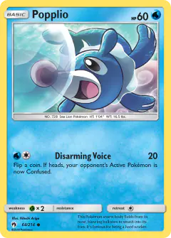 Popplio 64/214 Common card from Lost Thunder