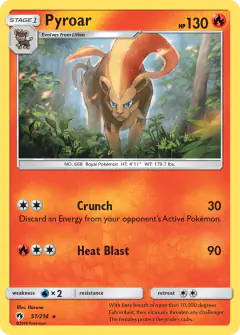 Pyroar 51/214 Rare card from Lost Thunder