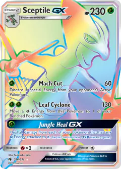 Sceptile-GX 216/214 Rare Rainbow card from Lost Thunder