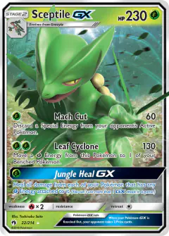 Sceptile-GX 22/214 Rare Holo GX card from Lost Thunder