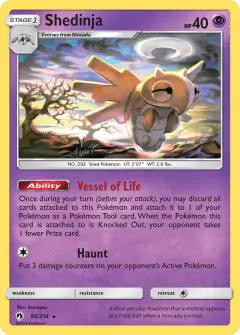 Shedinja 95/214 Rare card from Lost Thunder