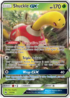 Shuckle-GX 17/214 Rare Holo GX card from Lost Thunder