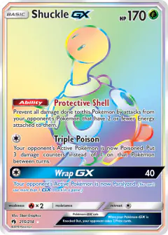 Shuckle-GX 215/214 Rare Rainbow card from Lost Thunder