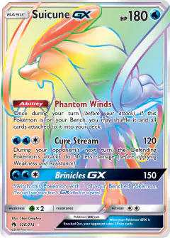 Suicune-GX 220/214 Rare Rainbow card from Lost Thunder