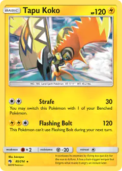 Tapu Koko 85/214 Rare Holo card from Lost Thunder