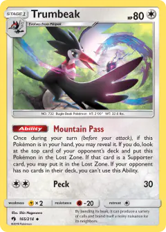 Trumbeak 165/214 Uncommon card from Lost Thunder