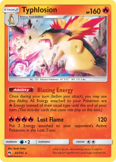 Typhlosion 42/214 Rare Holo card from Lost Thunder