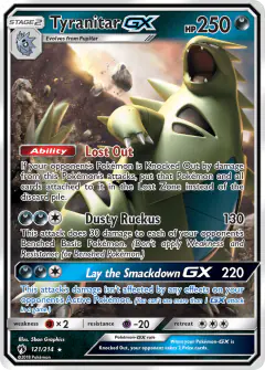 Tyranitar-GX 121/214 Rare Holo GX card from Lost Thunder