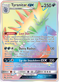 Tyranitar-GX 223/214 Rare Rainbow card from Lost Thunder