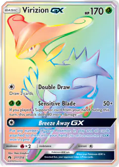 Virizion-GX 217/214 Rare Rainbow card from Lost Thunder
