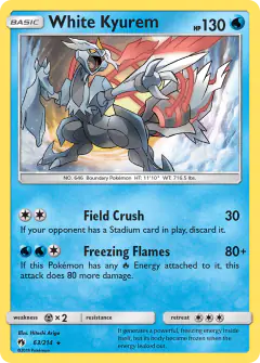 White Kyurem 63/214 Rare Holo card from Lost Thunder